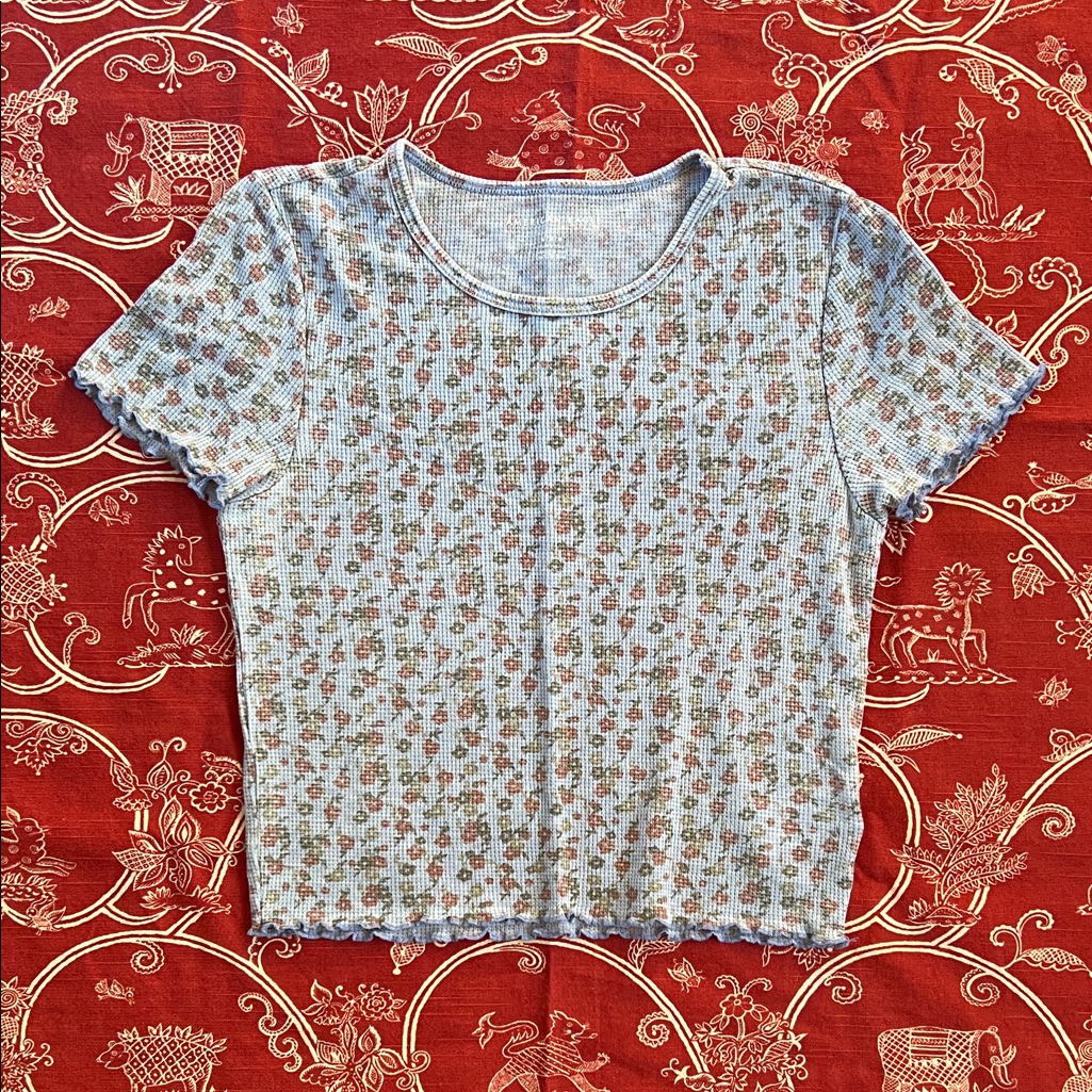 American Eagle Crop Top Size M, Subtle Floral Patterned, Waffle Weave
